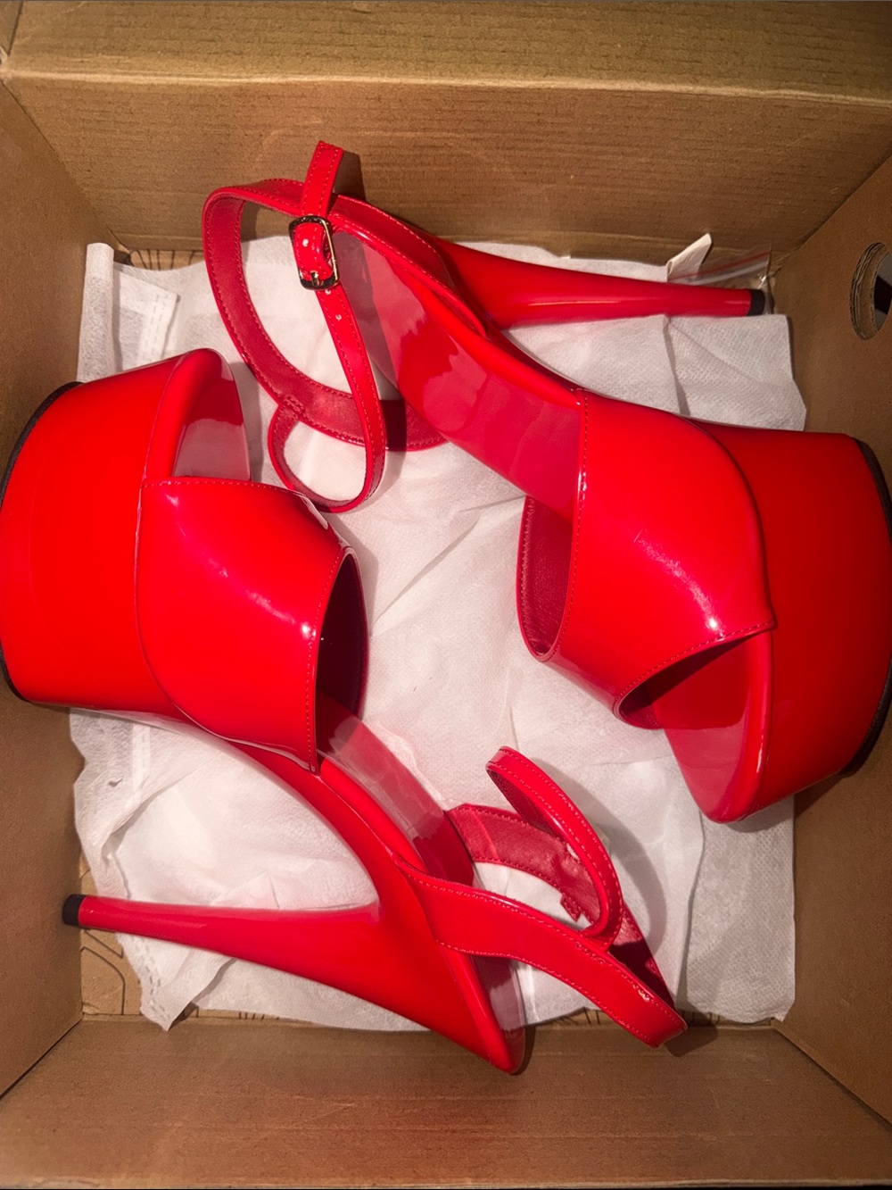 Red Platform High Heel stiletto Sandals